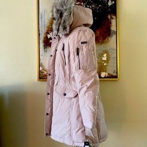 BCBGMaxAzria faux fur hooded oversized jacket size Medium BNWT ~